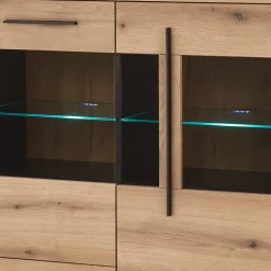 Vitrinen-Highboard in Eiche Holzoptik - Brocus