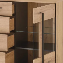 Vitrinenkombination und Wandboard Set - Brocus (vierteilig)