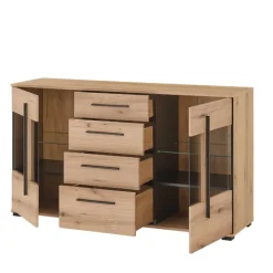 Vitrinenkombination und Wandboard Set - Brocus (vierteilig)