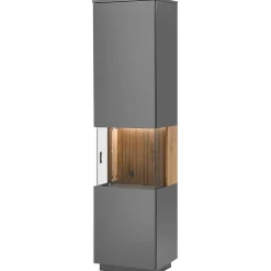 Vitrinenschrank in Anthrazit & Eiche Bianco - Cruzca
