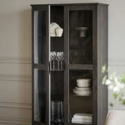 Vitrinenschrank in Eiche Dunkelbraun - Lomarios