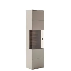 Vitrinenschrank in Grau mit Wildeiche - Teorina