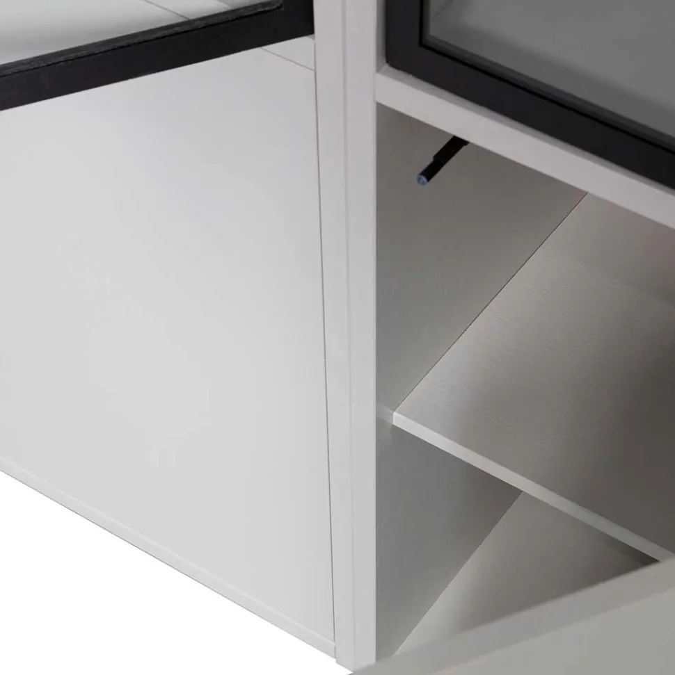 Vitrinenschrank in Hellgrau und Schwarz - Arno