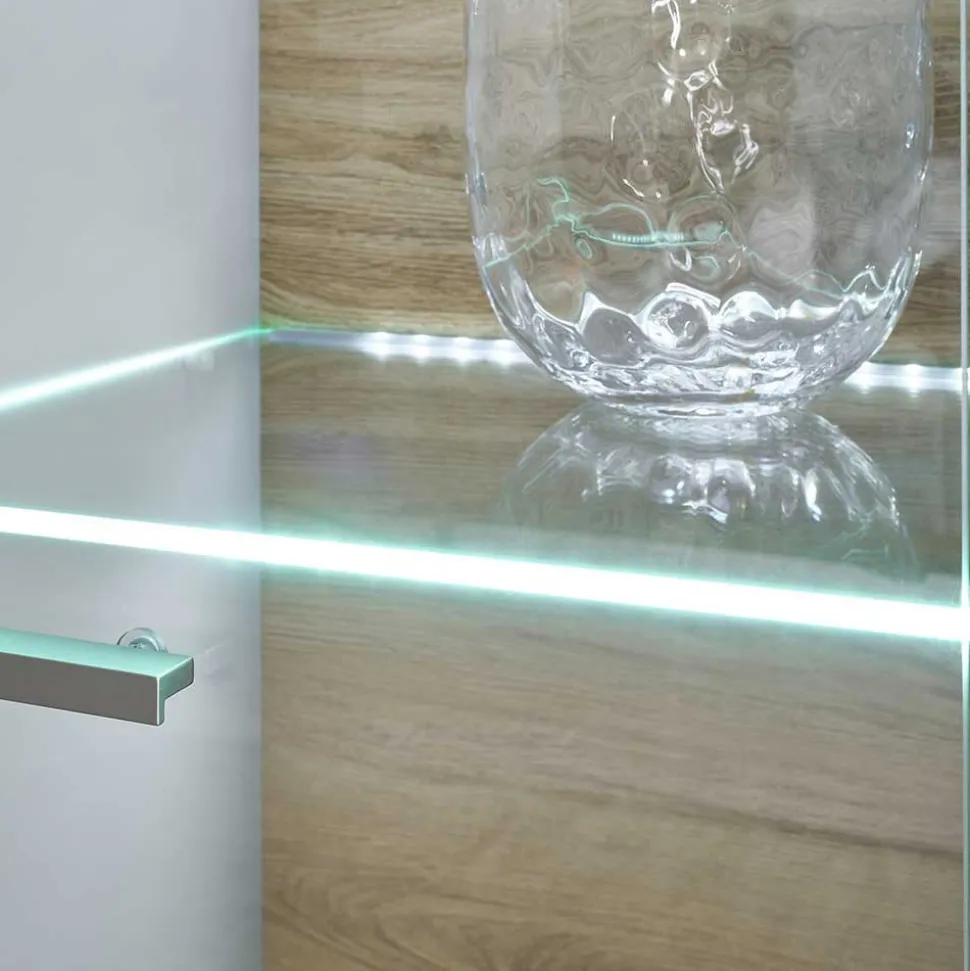 Vitrinenschrank in Hellgrau & Zinneiche NB - Lioscas