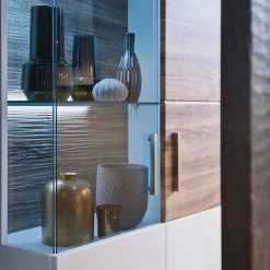 Vitrinenschrank in Hochglanz Weiß - Icadro