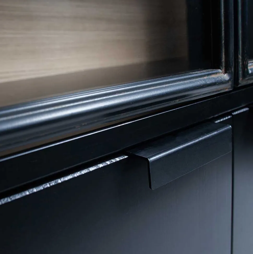 Vitrinenschrank in Kiefer und Schwarz - Angoro