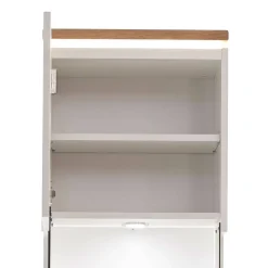 Vitrinen-Schrank in Soft White und Wildeiche - Yordyn