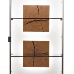 Vitrinen-Schrank in Soft White und Wildeiche - Yordyn