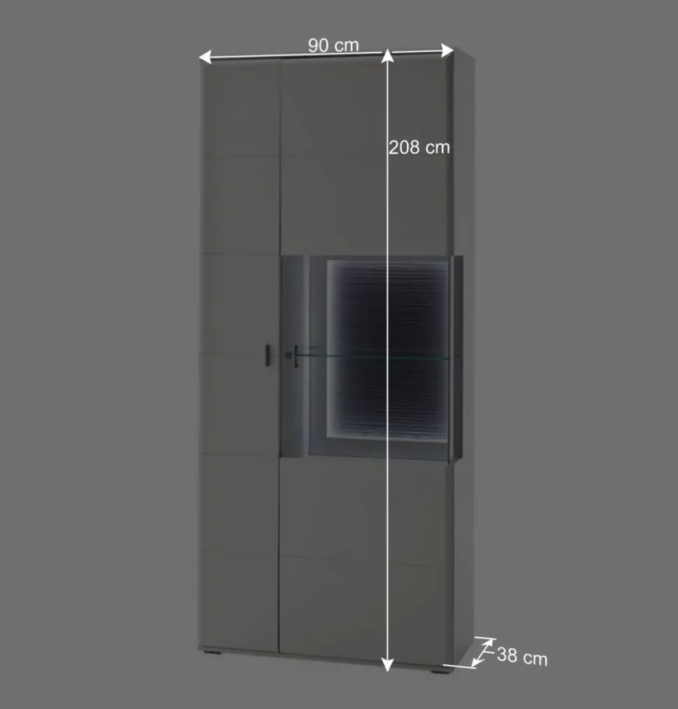 Vitrinenschrank in Weiß & Anthrazit - Hazime