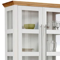 Vitrinenschrank in Weiß mit Honig - Eyzaco