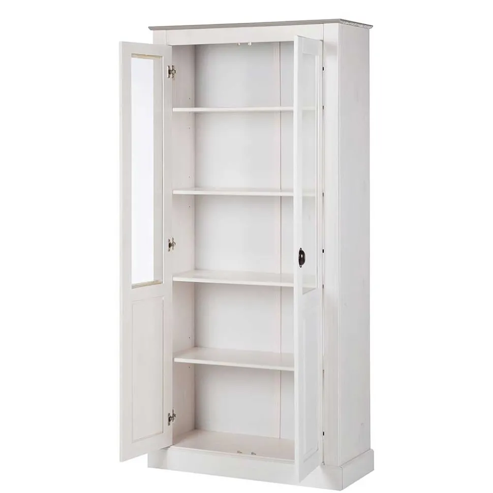 Vitrinenschrank in Weiß mit Grau - Lucasario