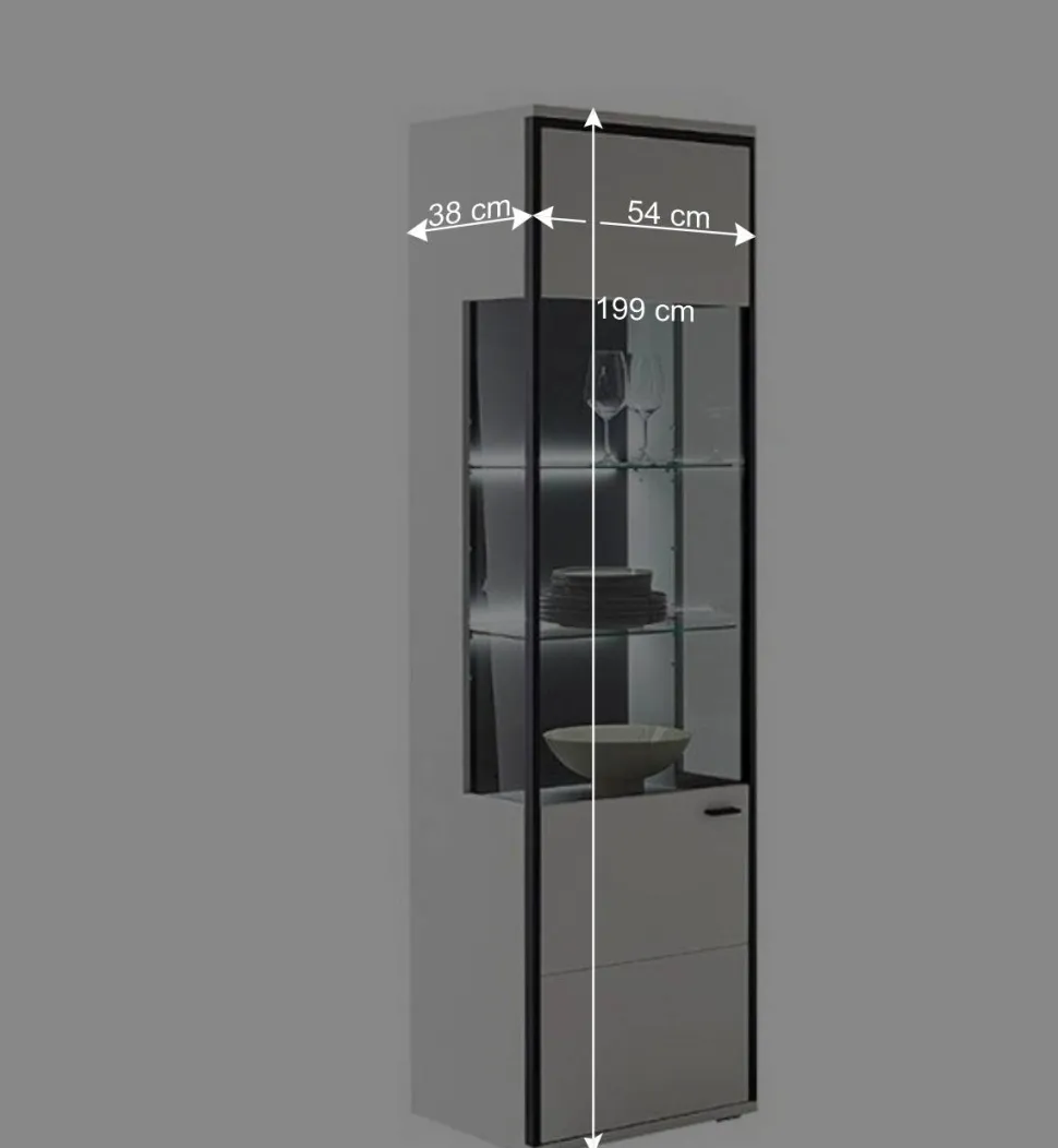 Vitrinenschrank in Weiß und Schwarzgrau - Loazin