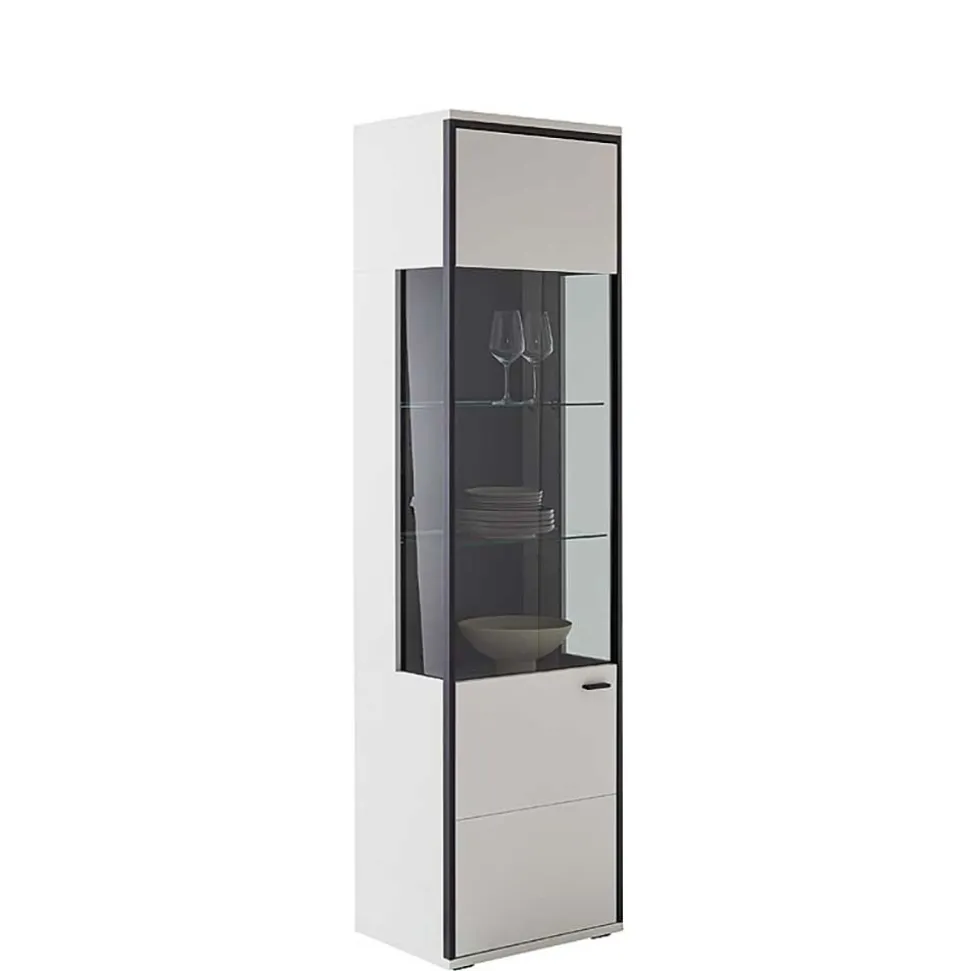 Vitrinenschrank in Weiß und Schwarzgrau - Loazin