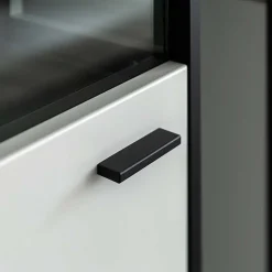 Vitrinenschrank in Weiß und Schwarzgrau - Loazin