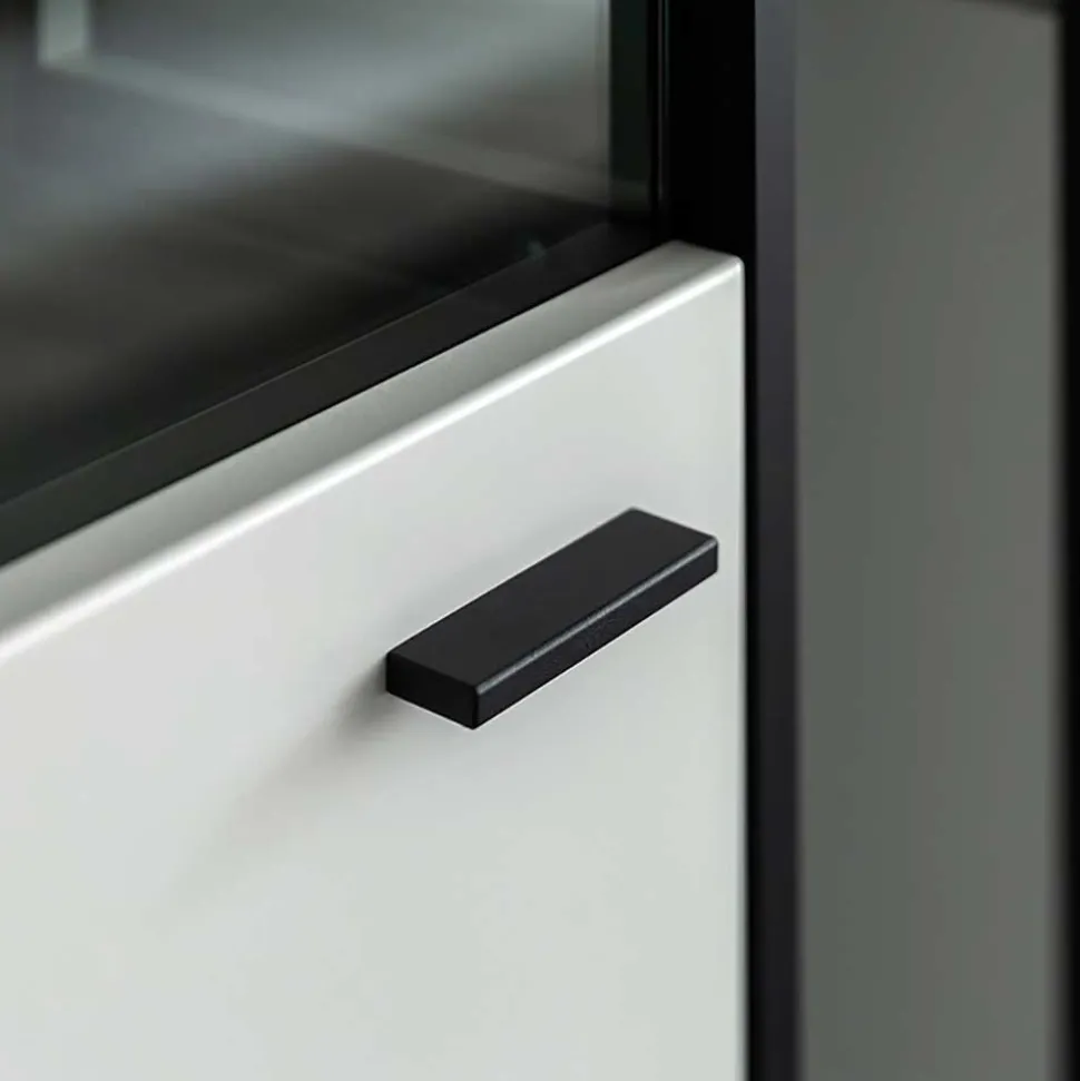 Vitrinenschrank in Weiß und Schwarzgrau - Loazin