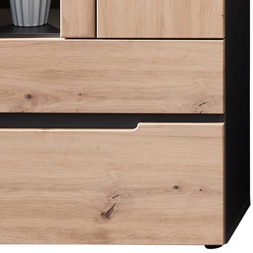 Vitrinenschrank in Wildeiche mit Grau - Kuetra