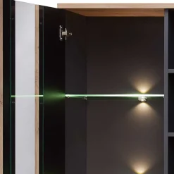 Vitrinenschrank in Wildeiche mit Grau - Kuetra