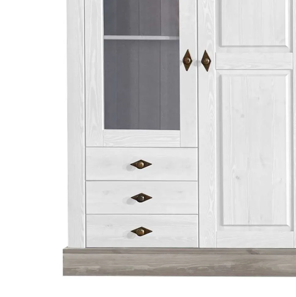 Vitrinenschrank Mirandesca in Weiß mit Grau