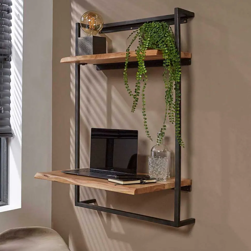 Wand Schreibtisch mit Baumkanten Platten - Vadimma