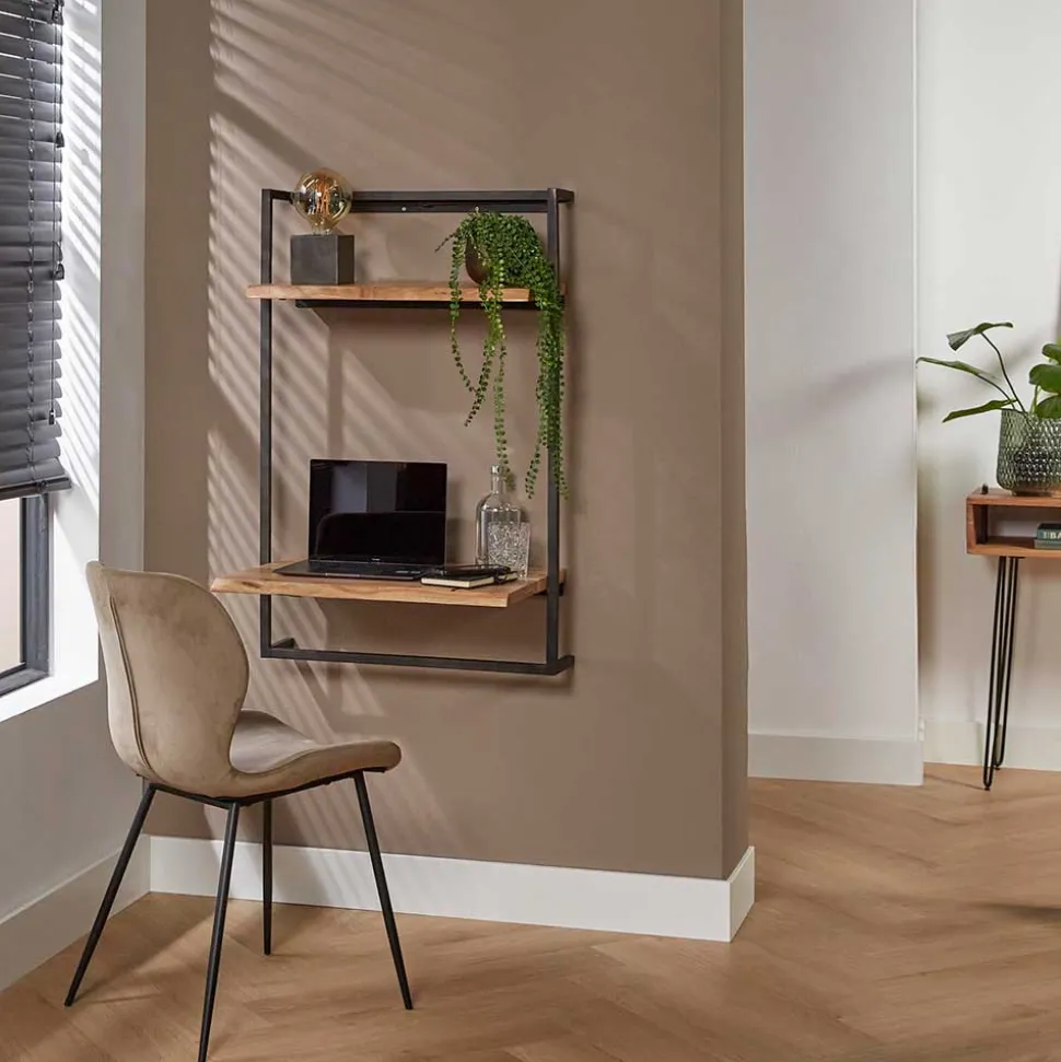 Wand Schreibtisch mit Baumkanten Platten - Vadimma