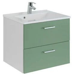 Wand Waschbeckenschrank in Grün & Weiß - Loenixa