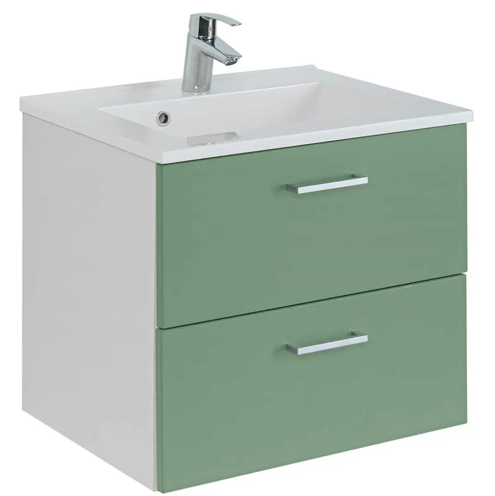 Wand Waschbeckenschrank in Grün & Weiß - Loenixa
