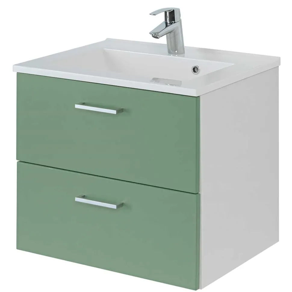 Wand Waschbeckenschrank in Grün & Weiß - Loenixa