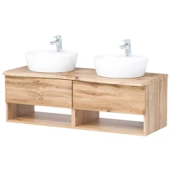 Wand Waschtisch mit zwei Aufsatz-Waschbecken - Tofias