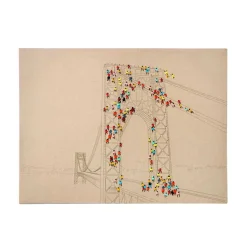 Wandbild mit Brücke und Menschen - Tulcea