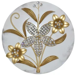 Wanddeko Lillie in Cremeweiß und Gold - Razepta