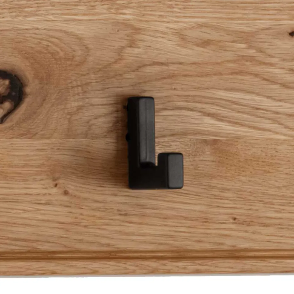 Wandgarderobe aus Asteiche Massivholz und Metall - Zonga