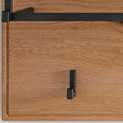 Wandgarderobe aus Asteiche Massivholz und Metall - Zonga