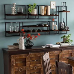 Wandhängeregal aus Recyclingholz Teak - Solapura