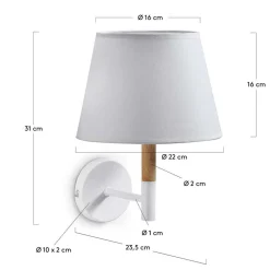 Wandleuchte in Weiß & Buche - Vitablos