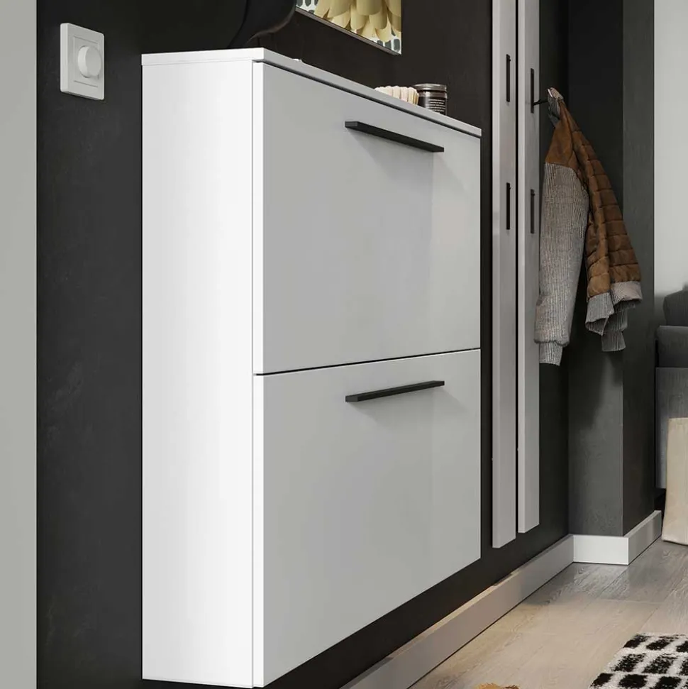 Wandmontage Schuhschrank in Weiß - Zyana