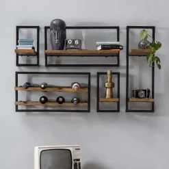 Wandregal Kombination mit Flaschenablagen - Filurina (fünfteilig)