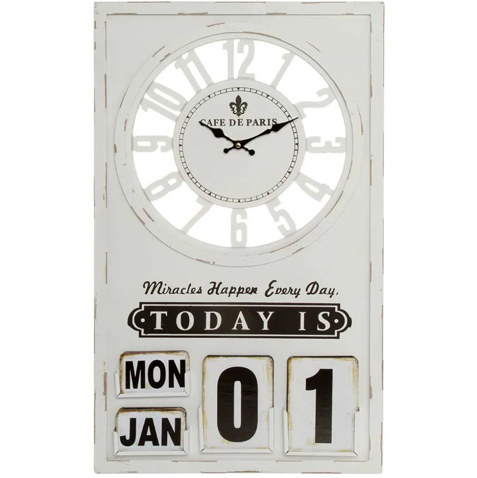 Wanduhr mit Kalender im Vintage Look - Rissino