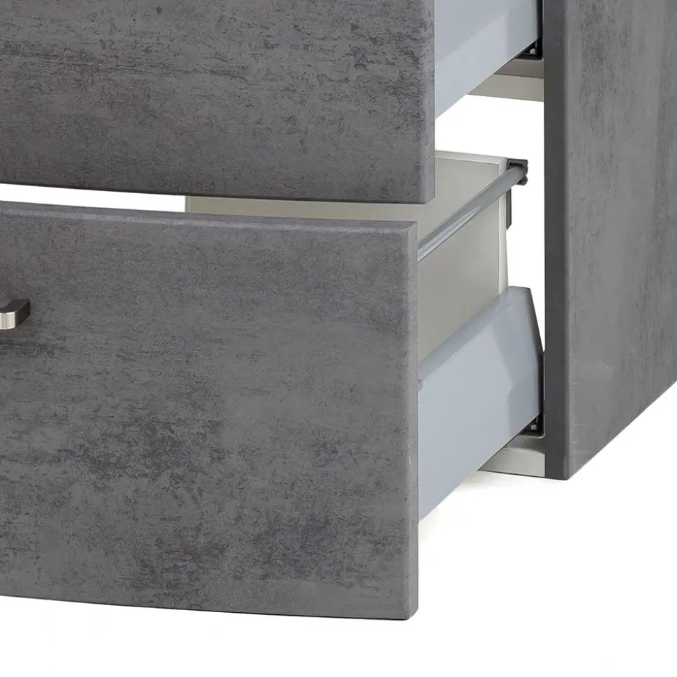 Wand-Waschtisch mit Glasbecken in Grau - Dastroz