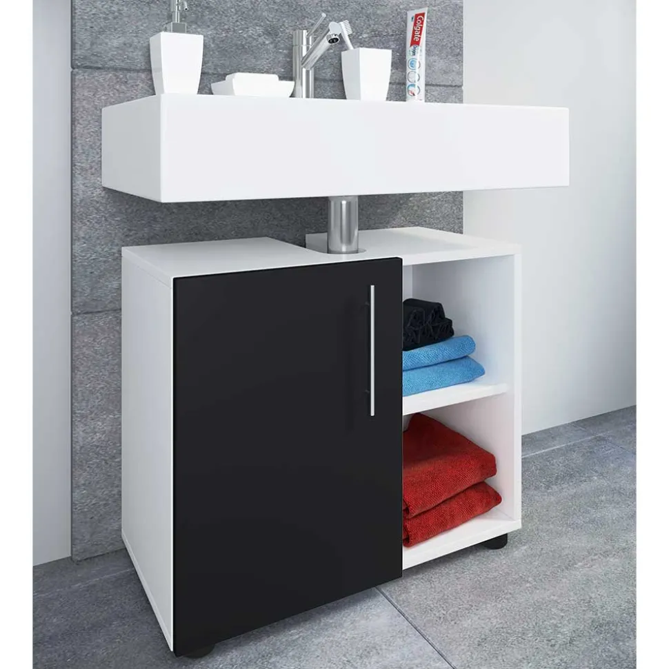 Waschbecken Badschrank in Weiß Schwarz - Cranies