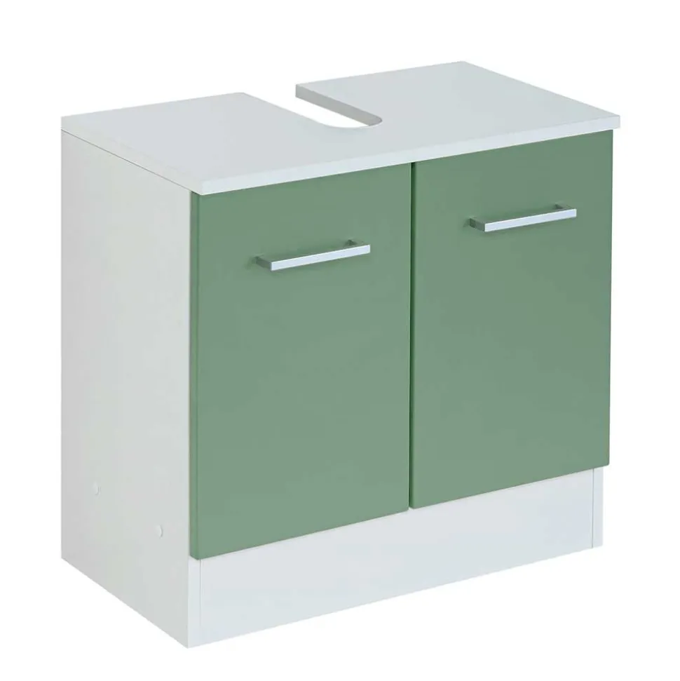 Waschbecken Badschrank in Grün & Weiß - Loenixa