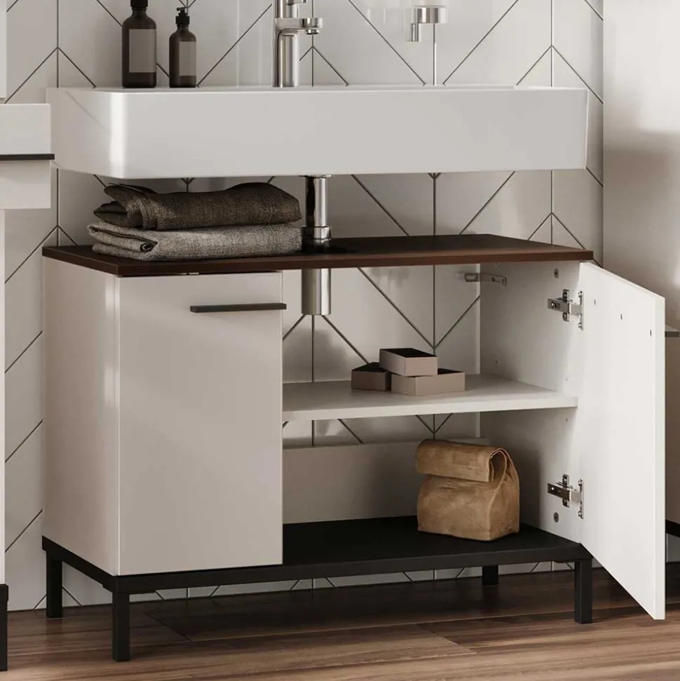 Waschbecken Unterschrank in Hellgrau - Dolida