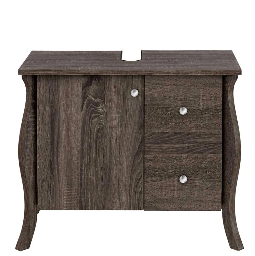 Waschbeckenunterschrank in Eiche Grau Holz Dekor - Fionora