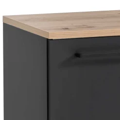Waschbeckenunterschrank in Schwarz mit Wildeiche Dekor - Riguna