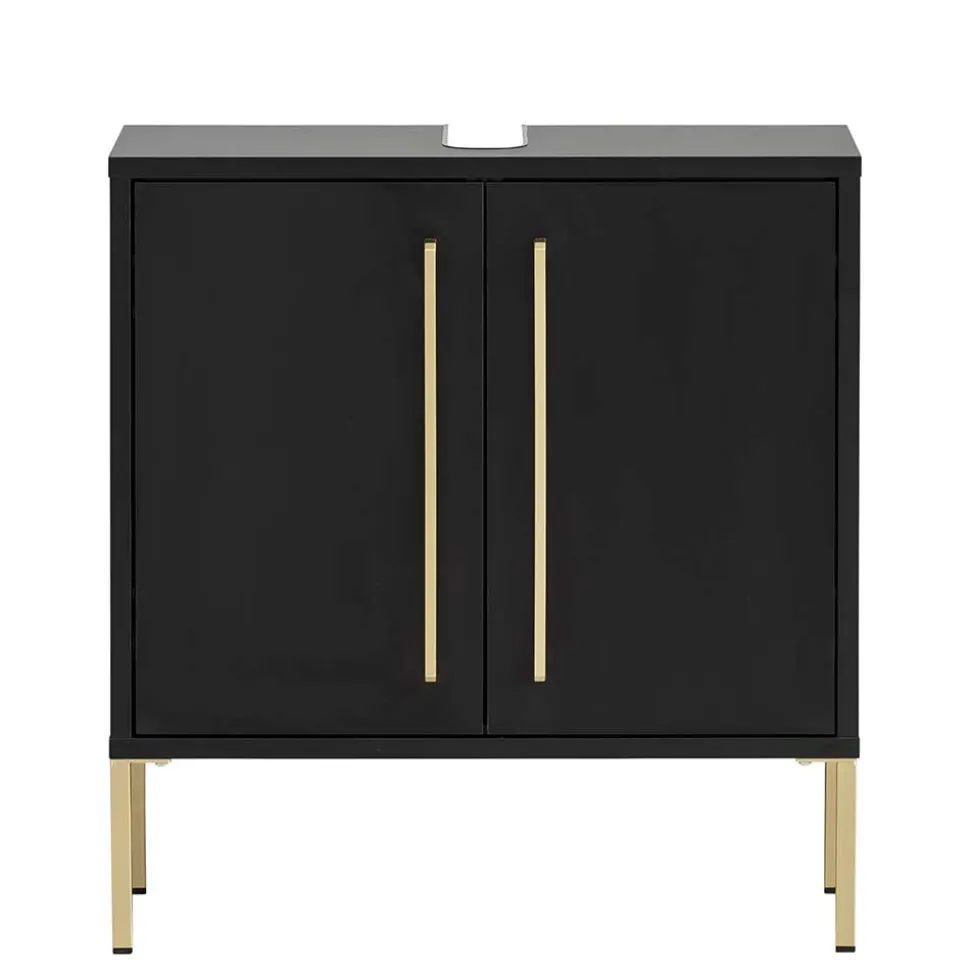 Waschbeckenunterschrank in Schwarz & Gold - Vulcanisa