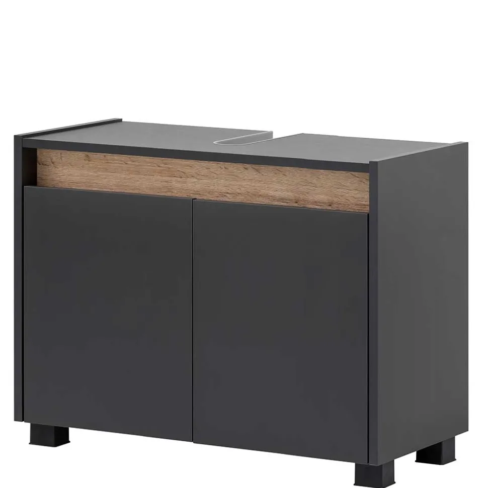 Waschbeckenunterschrank in Anthrazit & Wildeiche - Marcius