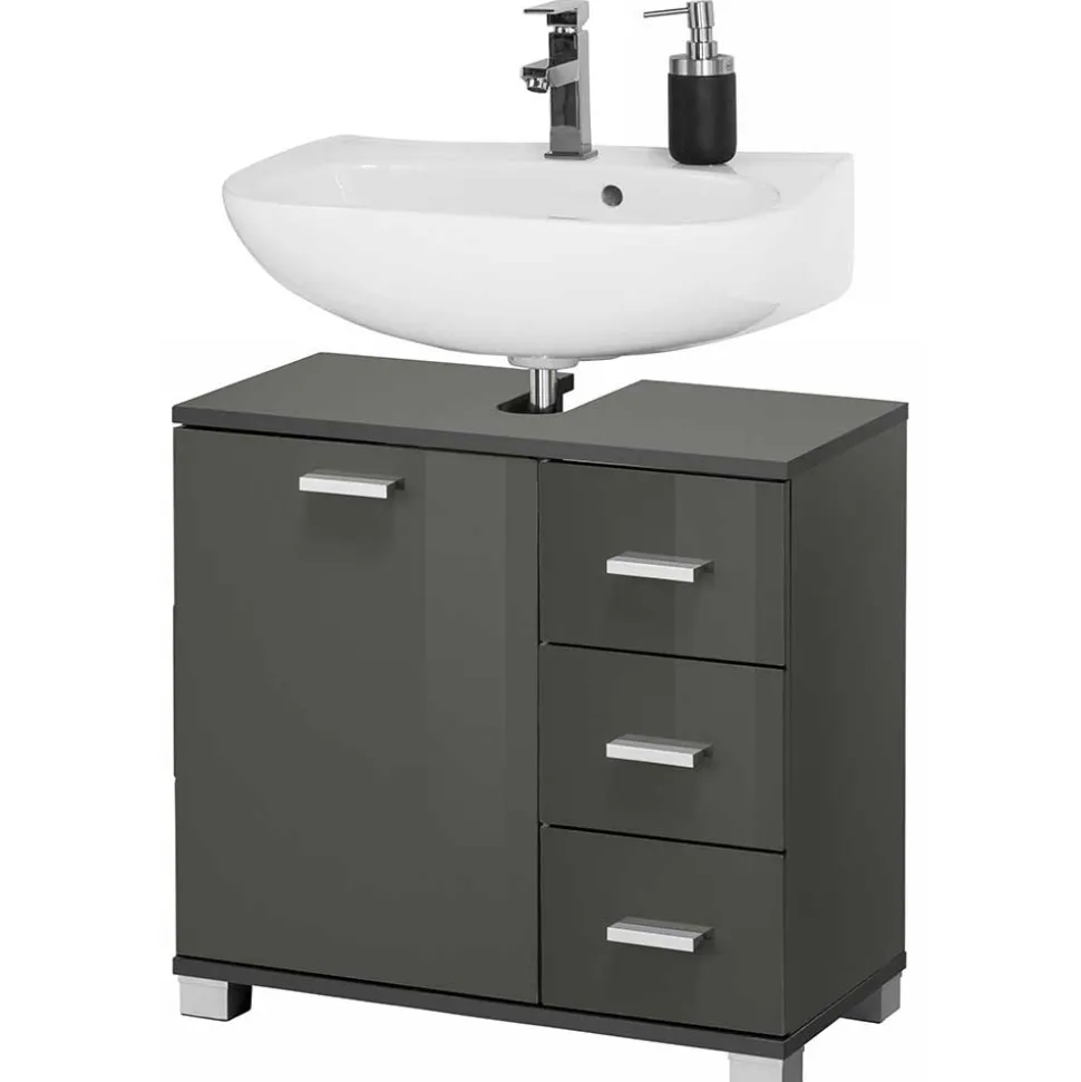 Waschbeckenunterschrank in Grau glänzend - Ulivia