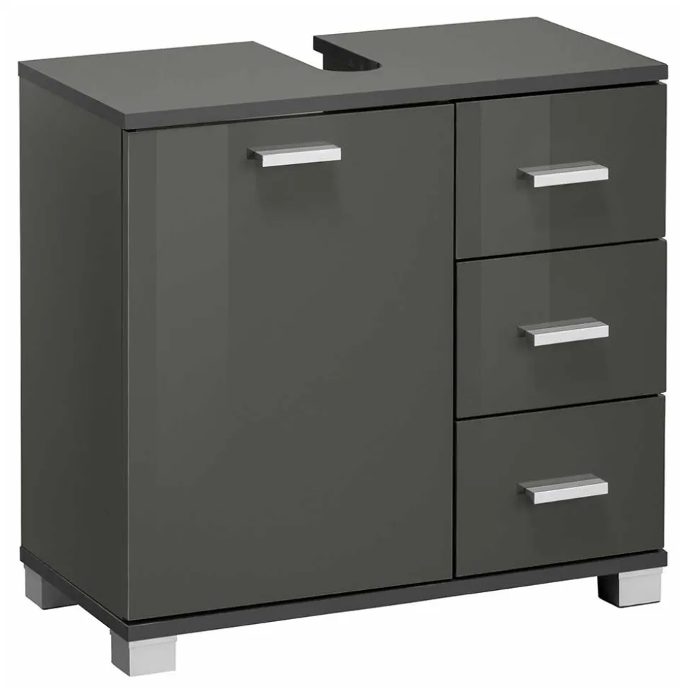 Waschbeckenunterschrank in Grau glänzend - Ulivia