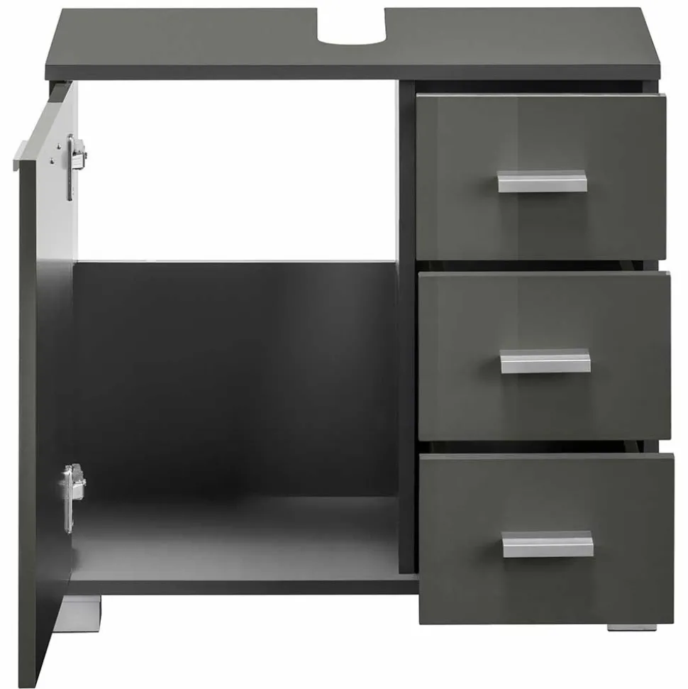 Waschbeckenunterschrank in Grau glänzend - Ulivia