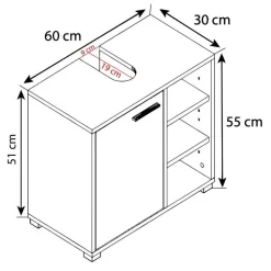 Waschbeckenunterschrank in Schwarz Weiß - Musone