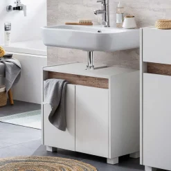 Waschbeckenunterschrank in Weiß & Wildeiche - Etravia